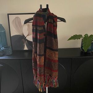 Coldwater Creek Multicolored Scarf With Yarn Fringe